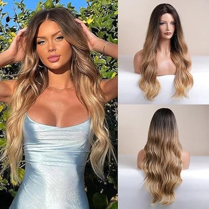 DILLARDS Wig Synthetic Long Brown Ombre Blonde Wavy Wig - Image 2